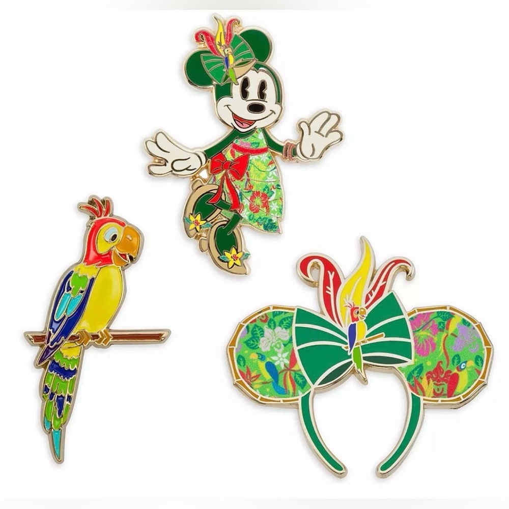 Disney Minnie Mouse The Main Attraction Enchanted Tiki Room Bird Pin Set Lim Ed